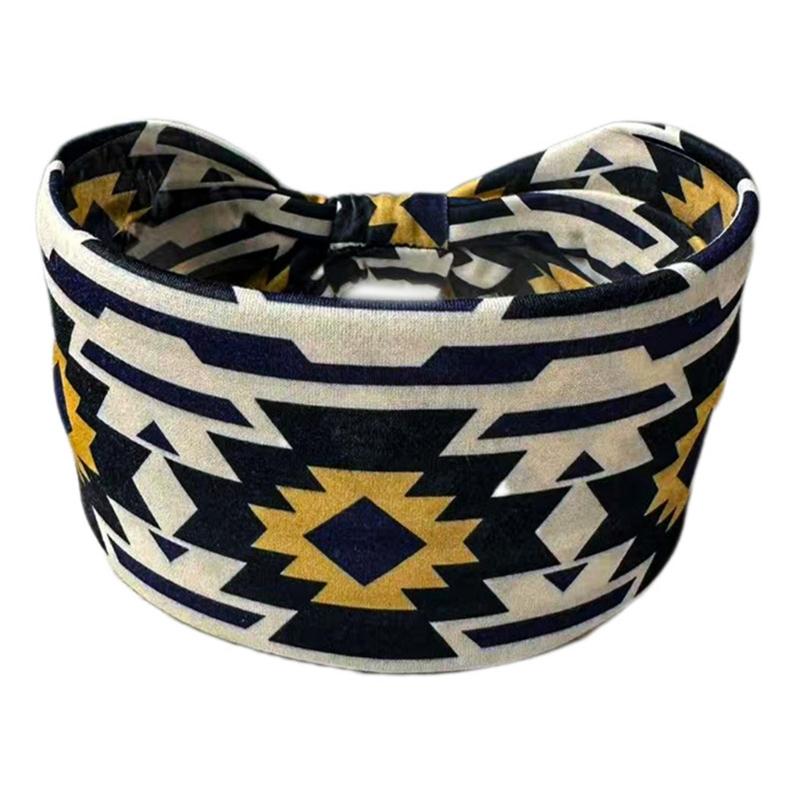 Elastic Fitness Headbands NonSlip Wide Design Sweat Absorbing Bohemian Pattern Hairband For Exercise Outdoor Activity