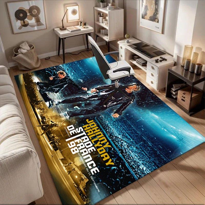 

Johnny Hallyday Stade de France 98 Concert PosterOffice Mat Perfect for Home Decor Office Desk Chair Rugs Chair Carpet for office Polyester 60cm by 90cm