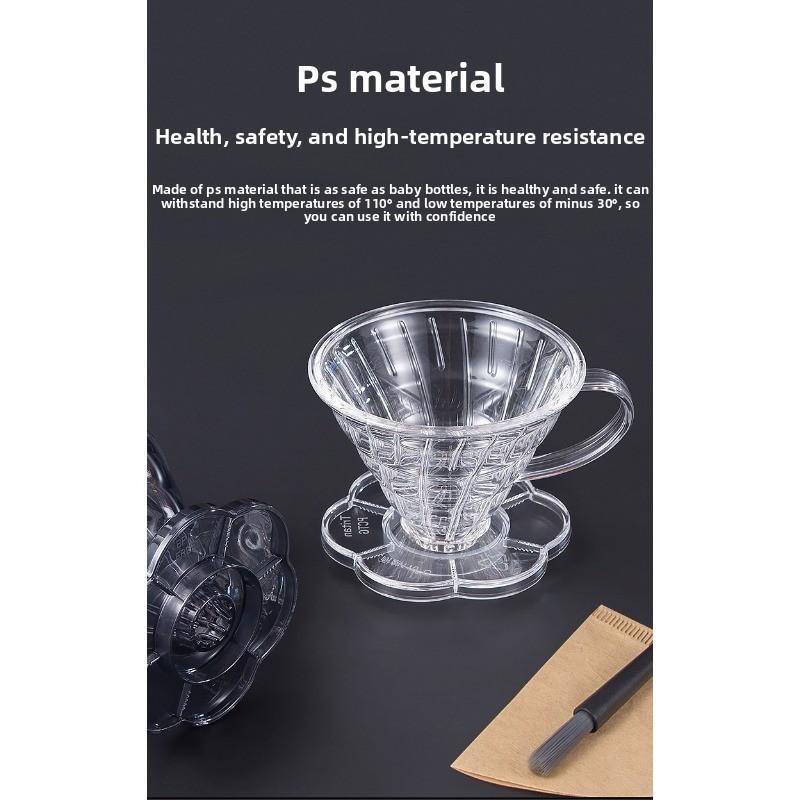 Filter Cup, V60 Filter Paper Coffee Filter, Pour-over Coffee Funnel, Resin Filter Screen, Mesh, Outdoor Portable