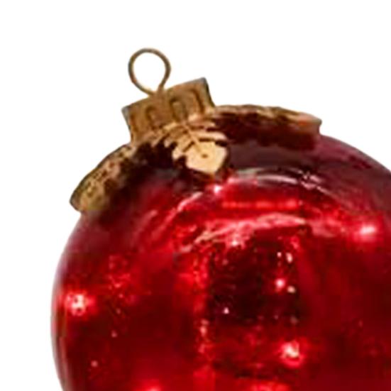 Glass Tabletop Christmas Ornament with LED Lights Glass Ball with Timer Function 6-Inch Light-Up Sphere for Holiday Centerpiece