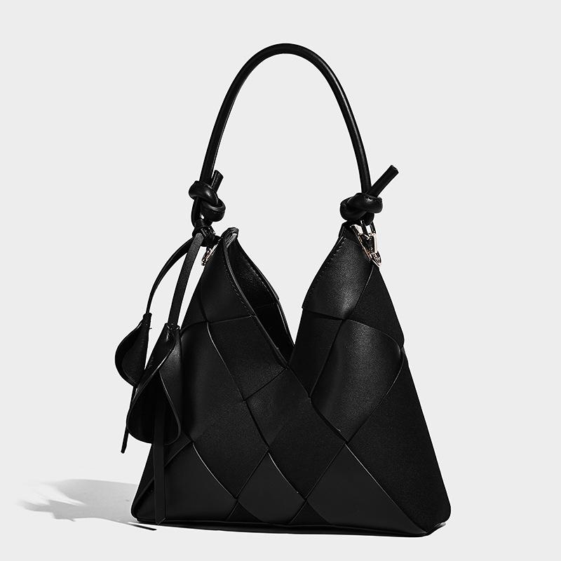 Handwoven Patchwork Bag Large Capacity Commuter Bucket Bag 2025 New Style High-end Versatile Shoulder Crossbody Bag