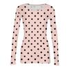 Women's Casual Polka Dot Long Sleeve Top, Round Neck Ribbed Blouse for Daily Wear
