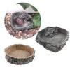 Mini Reptile Water and Food Dish Shallow Resin Bowl Corner Feeding Plate Animal Accessories for Tortoise Gecko
