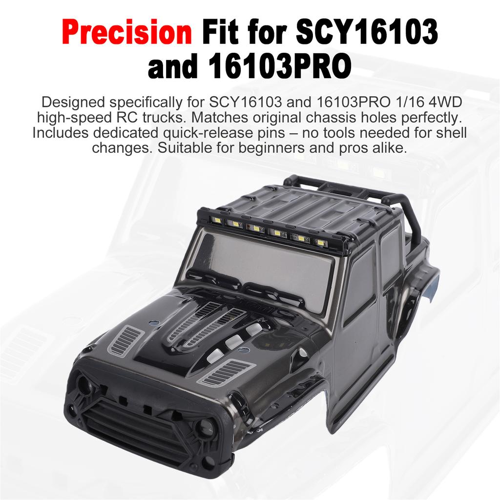 RC Car Body Shell, Replacement Body Shell for SCY16103 SCY16103PRO 1:16 4WD Remote Control Off Road Trucks, Quick