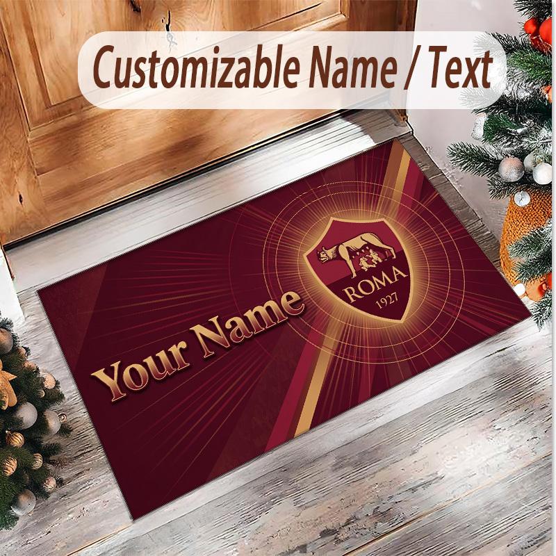 Personalized Crystal Velvet Carpet AS Roma FC Pattern Non Slip Floor Rug