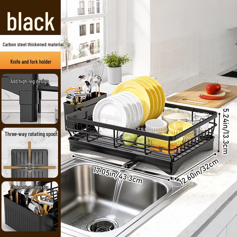 

Kitchen Tableware Organizer: Bowl & Plate Rack with Utensil Holder