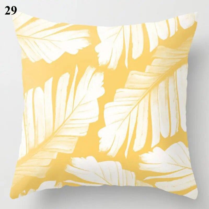 Decorative Cushion Cover Yellow Gray Floral Animal Geometric Pillow Covers Throw Pillows Polyester Single Side Print Pillowcases