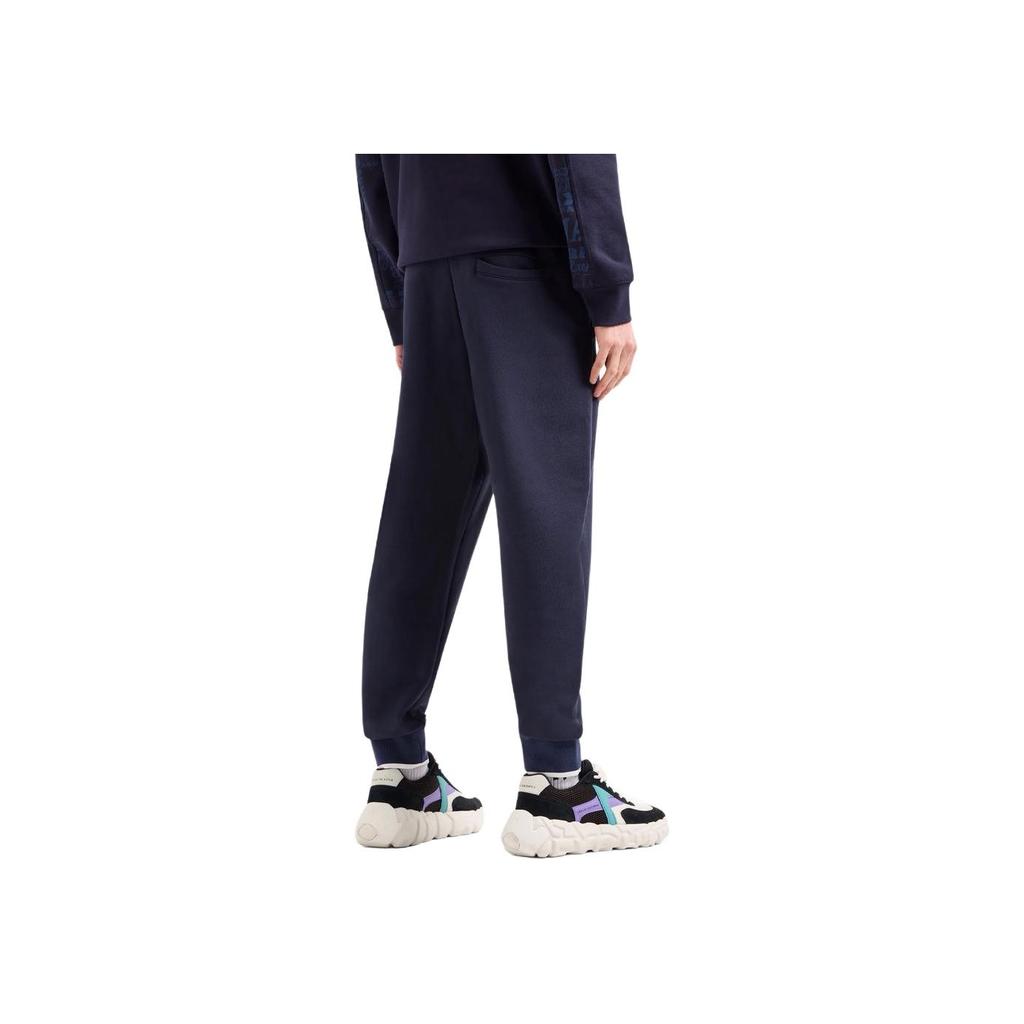 Armani Exchange SS24 Logo Eagle Embroidered Cuffed Knit Joggers Men Joggers Navy-Blue 3DZPHQ-ZJ9KZ-15CX
