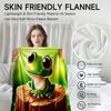 1 Piece Green Frog-themed Flannel Blanket, Soft, Suitable for Sofa, Bed, Office, All-season Use.