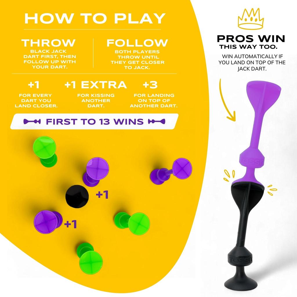 TOSSIT Game Set Suction Cup Throw Party Game Family Friendly Friend Pack 4 Light and Yellow Portable – Indoor/Outdoor – – Colors Pink, Purple, Blue,