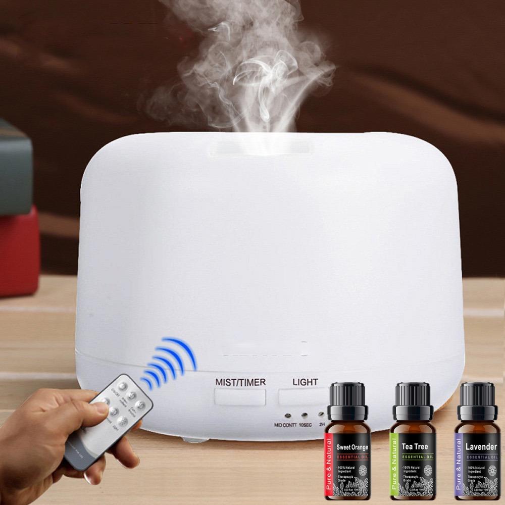 

Diffuser For Home 7-Color LED Essential Oil Diffuser Humidifier 300ML - Condensing Smoke Technology Remote Control Includes 3 F