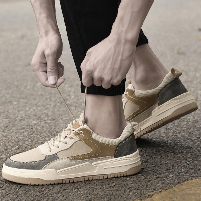 Spring/Autumn 2024 Men's Retro Business Casual Non-Slip Soft Sole Breathable Patchwork Board Shoes