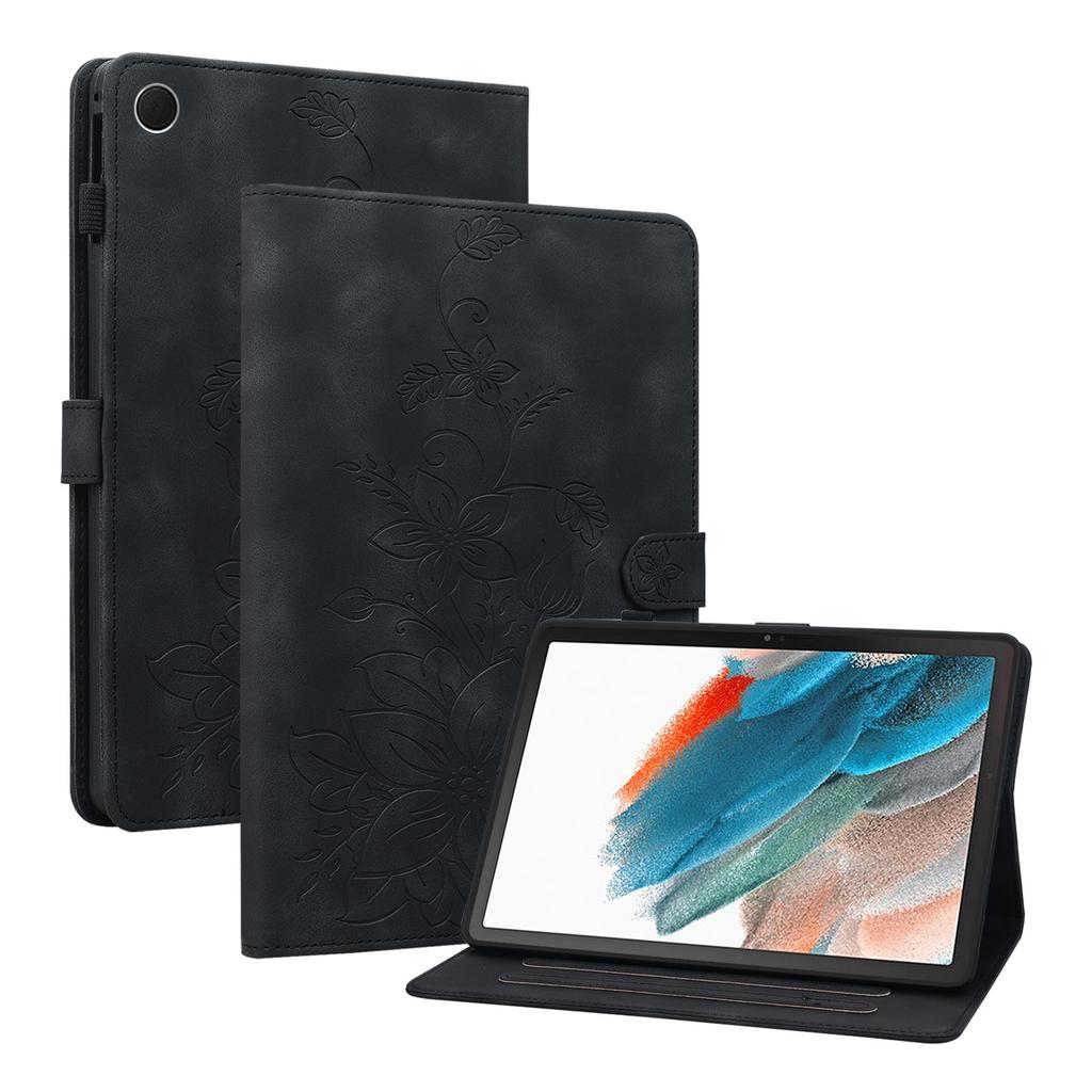 For Samsung Galaxy Tab A8 10.5 (2021) (SM-X200;SM-X205).PU Leather Exquisite Floral Embossed Design Tablet Case