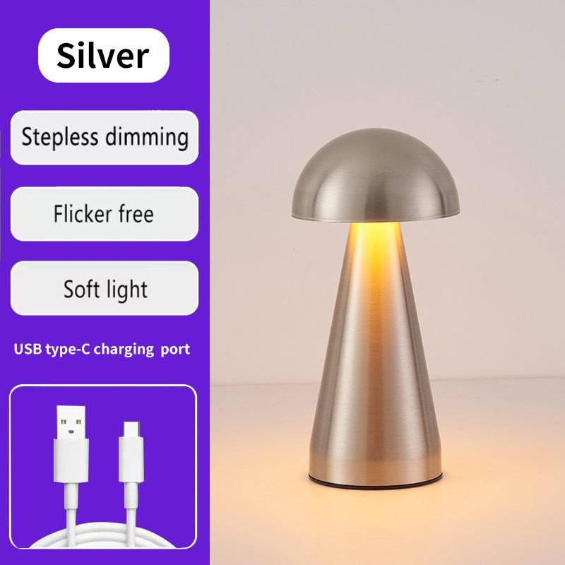 

Led Table Lamp Retro Mushroom Touch Sensor Bedside Lamp Rechargeable Reading Lights For Bedroom Restaurant Bar Decor Lighting A3