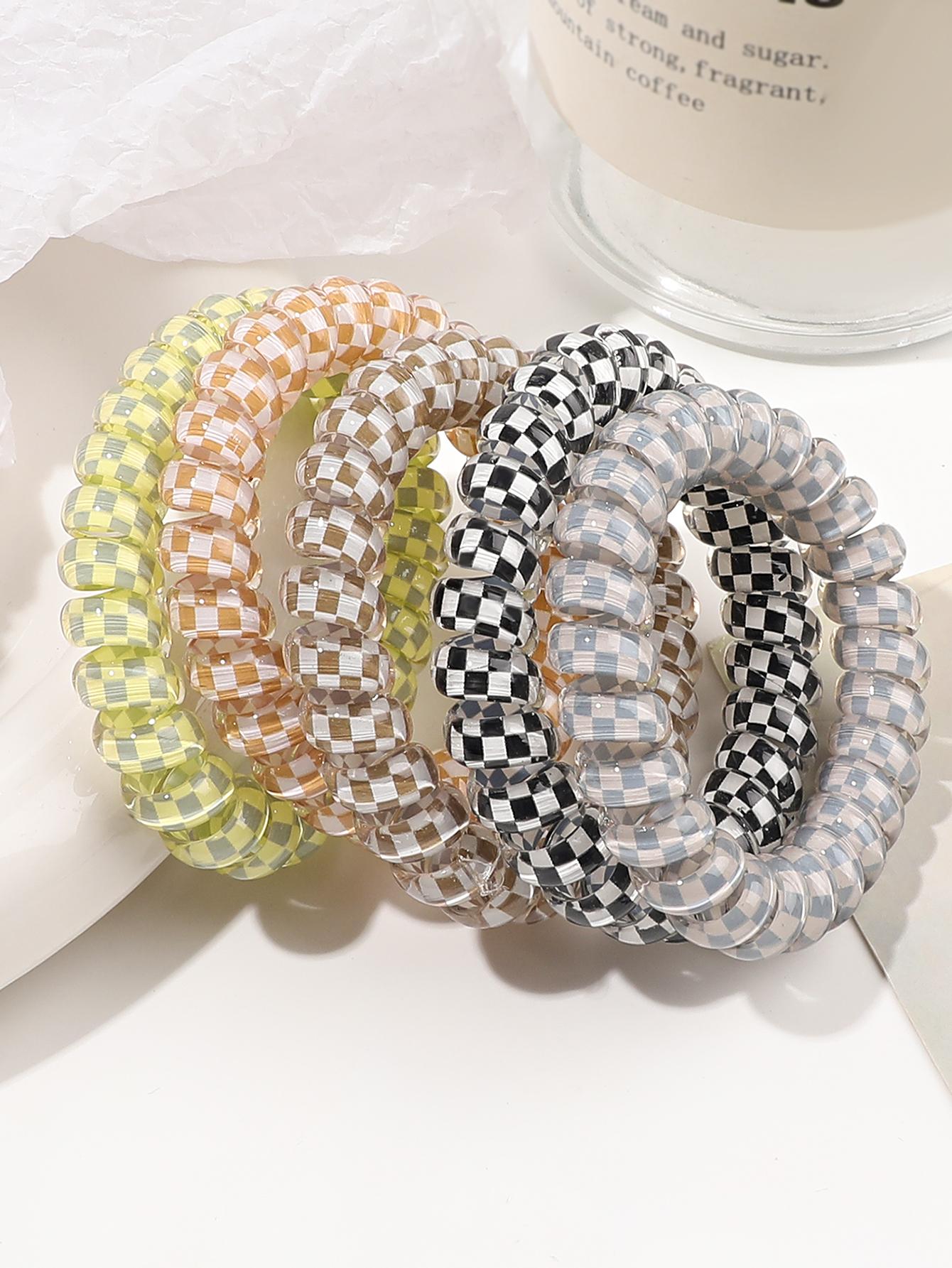 

5 шт. Леопардовые спиральные телефонные шнуры-резинки для волос для женщин, спиральные резинки для густых волос, резинки для хвоста без заломов, резинки для волос