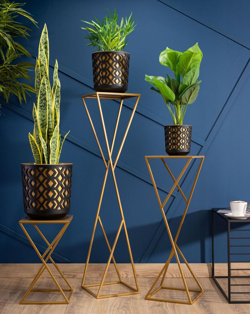 Kwietnik Nowoczesny Loft Złoty 100 Cm