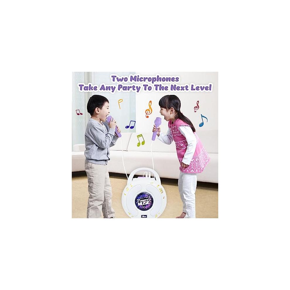 BAKAM 6010 Karaoke Machine for Kids 4-12 with 2 Microphones, Bluetooth 3D Surround Sound, Recording & Voice-Changing, Portable