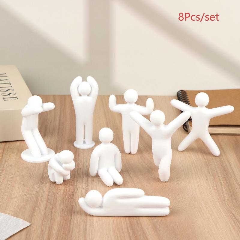 3/8Pcs 3D Printed Human Figurine Ornament Diy Paintable Mini Human Figure Statue Model For Desk Decorative Display Toys
