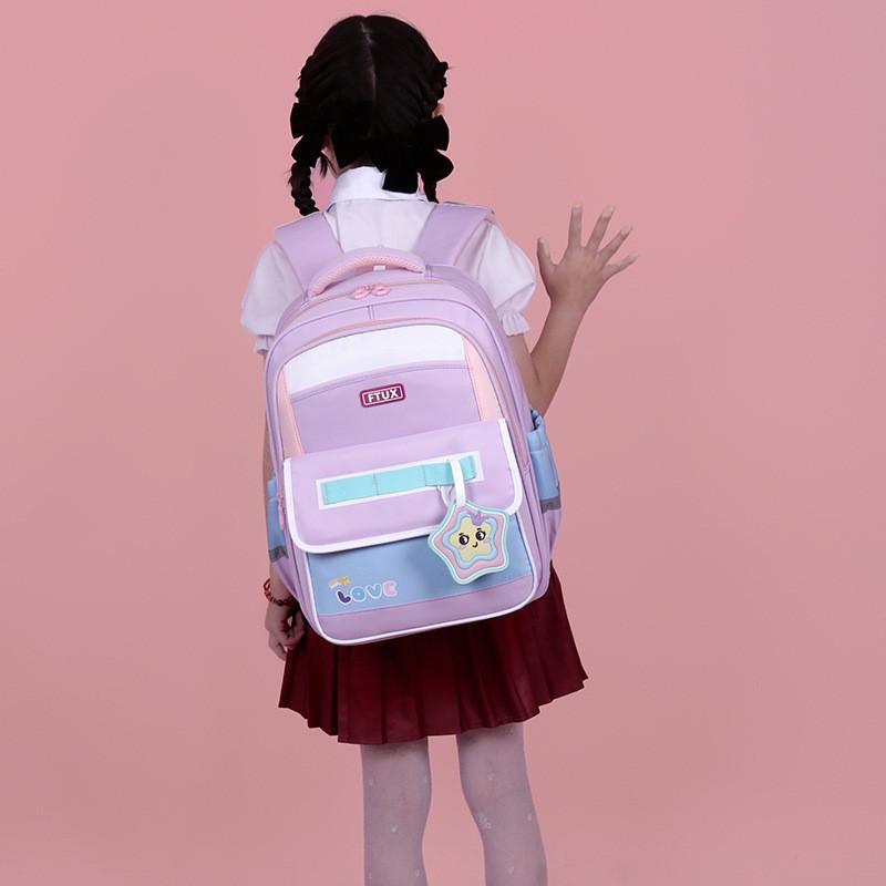 Adorable Nylon School Backpack For Kids With Cartoon Design And Large Capacity