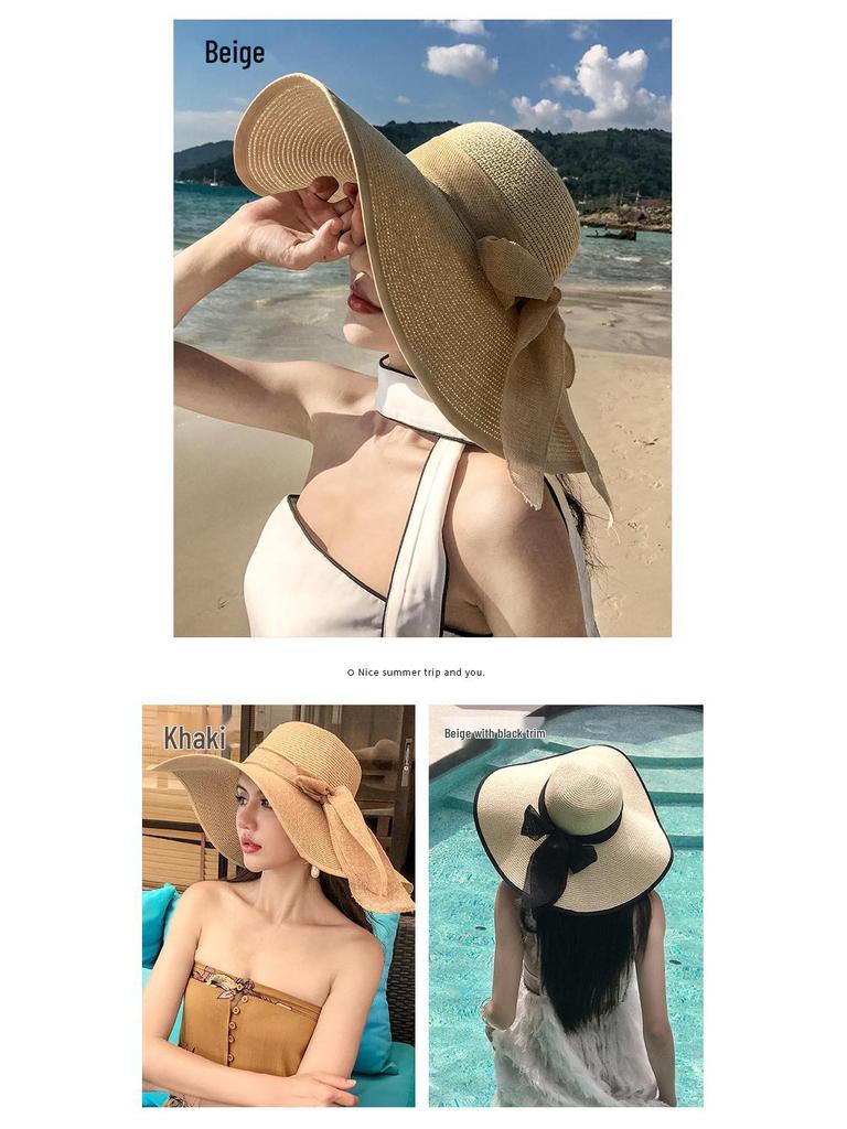 Women's Large Brim Straw Sun Hat for Summer Beach and Seaside Vacation, Anti-UV Protection