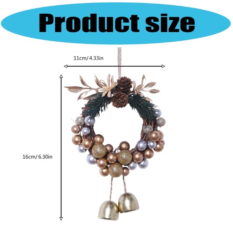 Hanging Wreath With Bells Pinecones Decorative Durable Holiday Decoration Christmas Scene