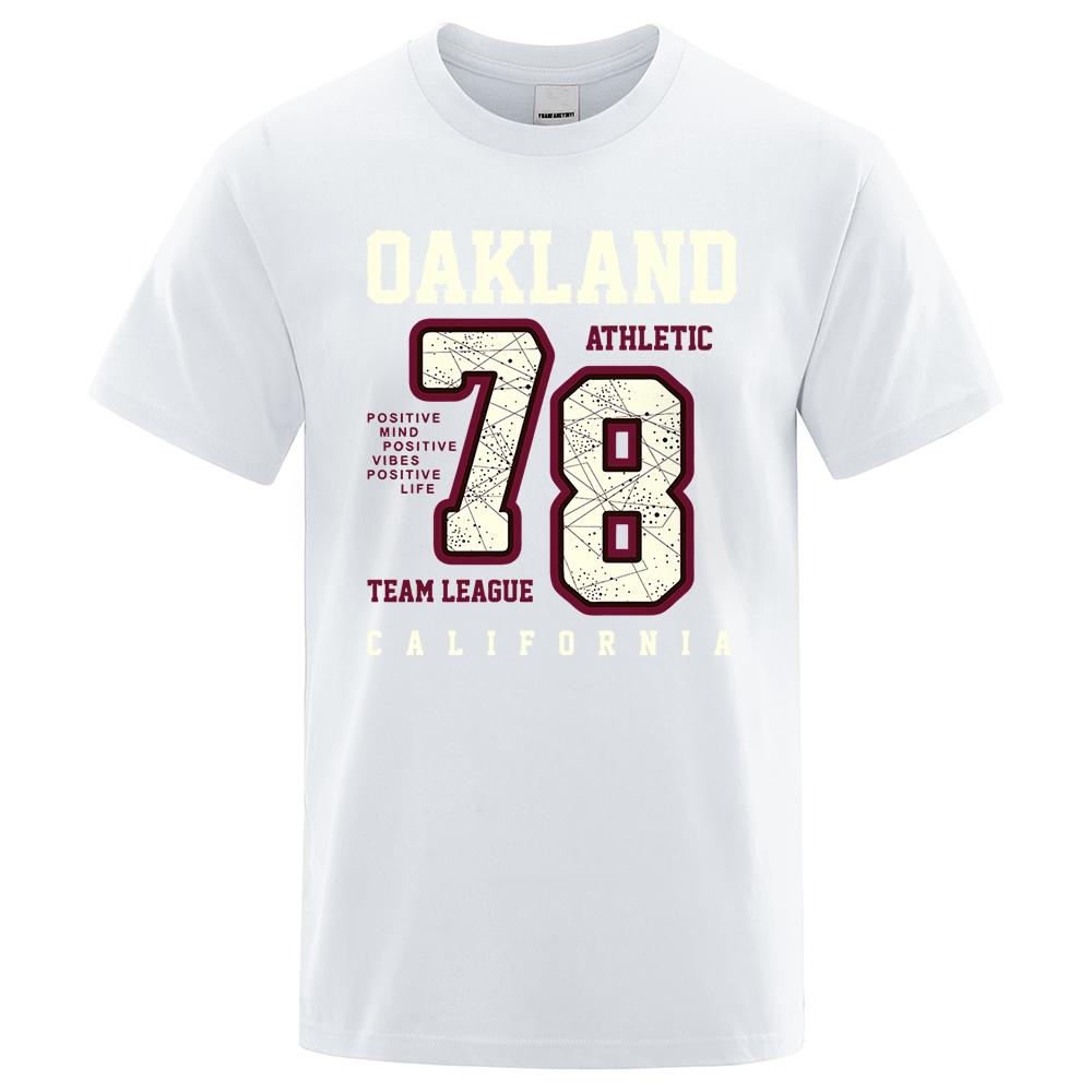 Oakland Athletic 78 Team League California Men Tee T Shirt Cotton Summer T-Shirt Casual Breathable Clothes Oversize Short Sleeve