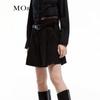 MO&Co. Wool Blend A-line Pleated Shorts with Belt