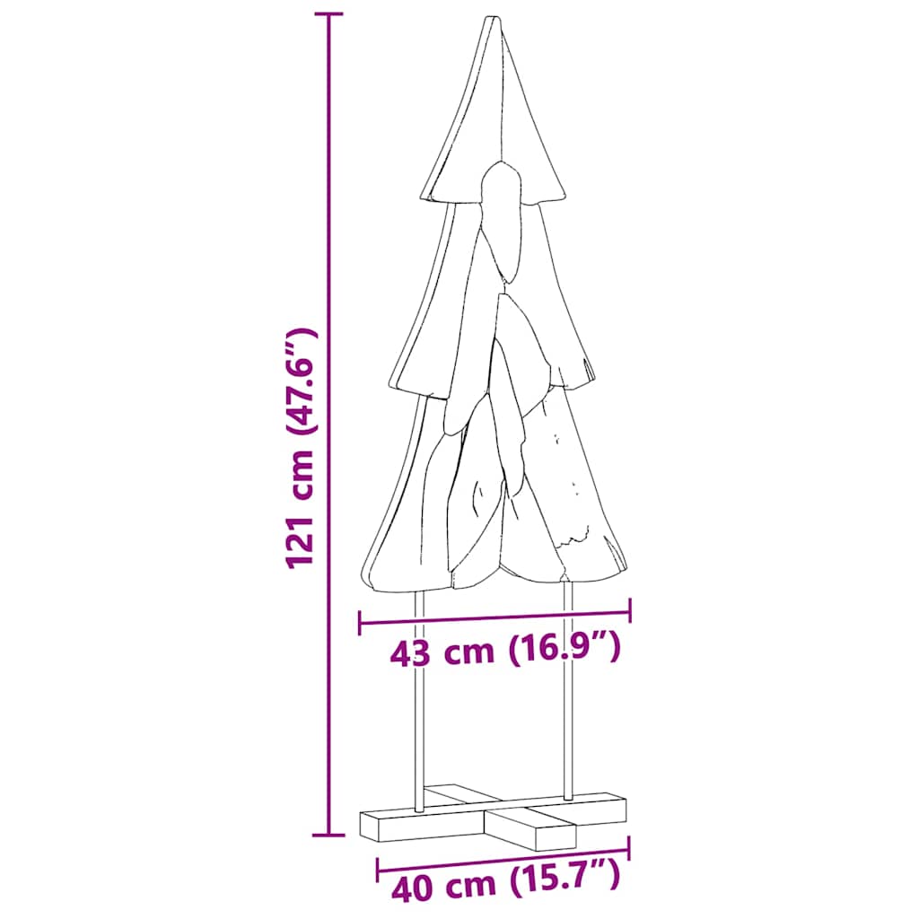 Christmas Tree with Stand Brown 121 Cm Solid Teak Wood