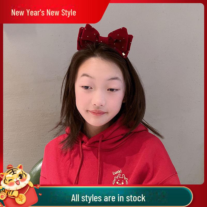 Kinder Weinrot Schleife Haarspange & Stirnband Set - Herbst/Winter Kopfschmuck für Mädchen