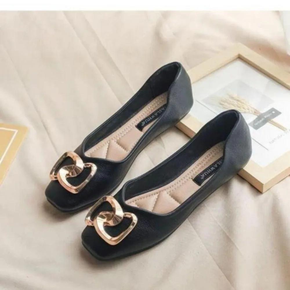Fashion New Slip-on Metal Decorative Women's Flats Designer Soft Soled Mary Jane Shoes Female Fashion Spring Autumn Ladies Loafers