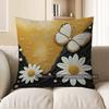Home Decor Black Butterfly & Golden Flowers Pillow Cover Pattern Cushion Cover Suitable For Sofa Bedroom Car Pillow Cover