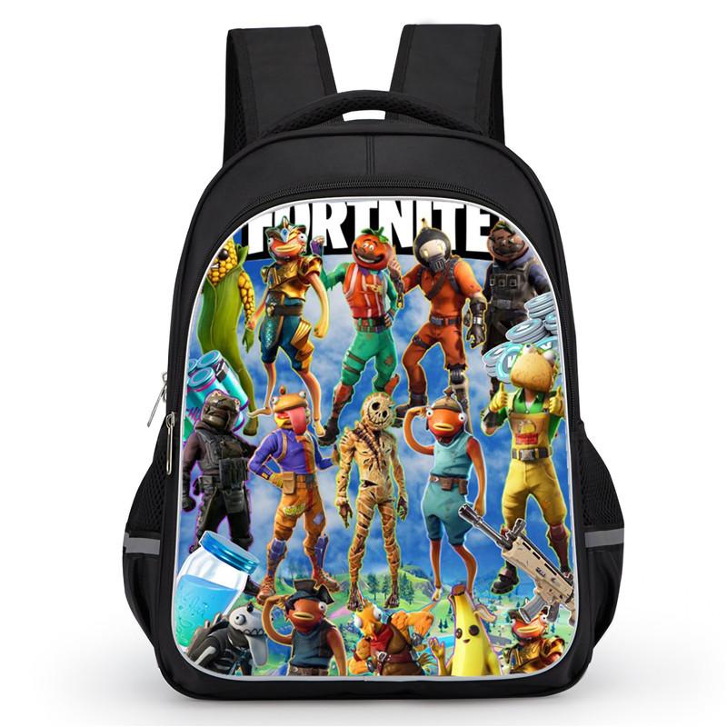 16 Inch Fortnite Cartoon Backpack Unisex for Boys Girls with Dual Zippers Large capacity lightweight student backpack
