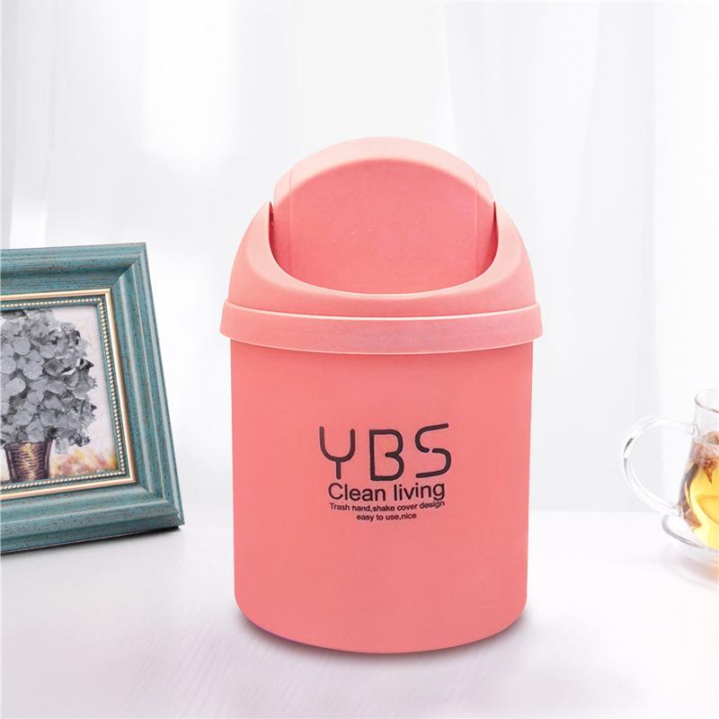 Clamshell Mini Desktop Trash Can Rocking Lid Small Garbage Can Household Living Room with Cover Bedside Storage Bucket Paper Basket