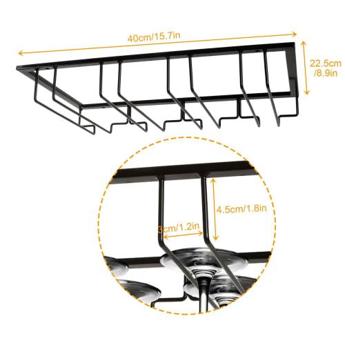 RILIHII Hanging Wine Glass Holder, Holds 2 Glasses or 4 Glasses, Wine Glass Hanger, Wine Glass Storage, Drying/Draining, Suitable for Glass Feet Width