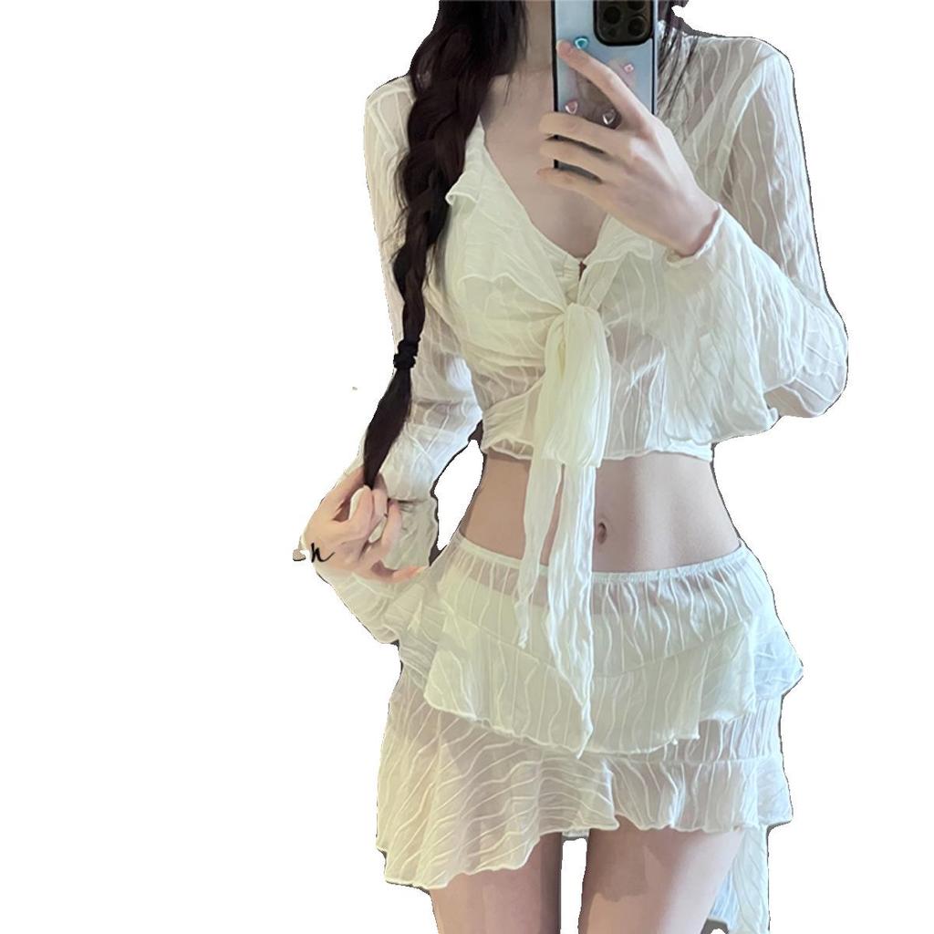 2025 Exclusive Thai-Vietnamese Women's Slimming Tummy-Covering Bikini: Sexy Four-Piece Split Set for Vacations and Hot Springs