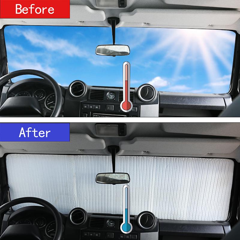 For Land Rover Defender 90 110 2004-2023 Car Windshield Sunshades Sun Shade Covers Front Window Visors Windowshade Accessories