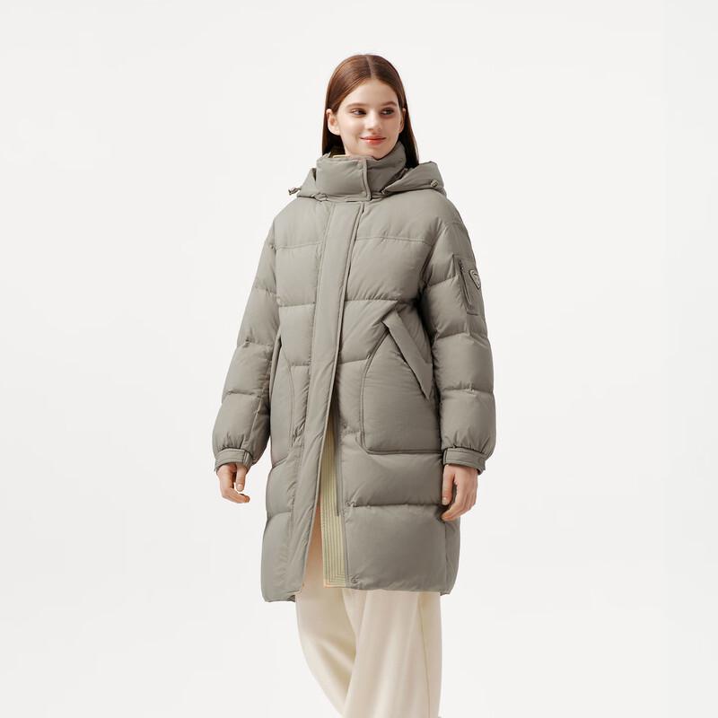 Tanboer Women's Mid-Length Detachable Hood Down Jacket