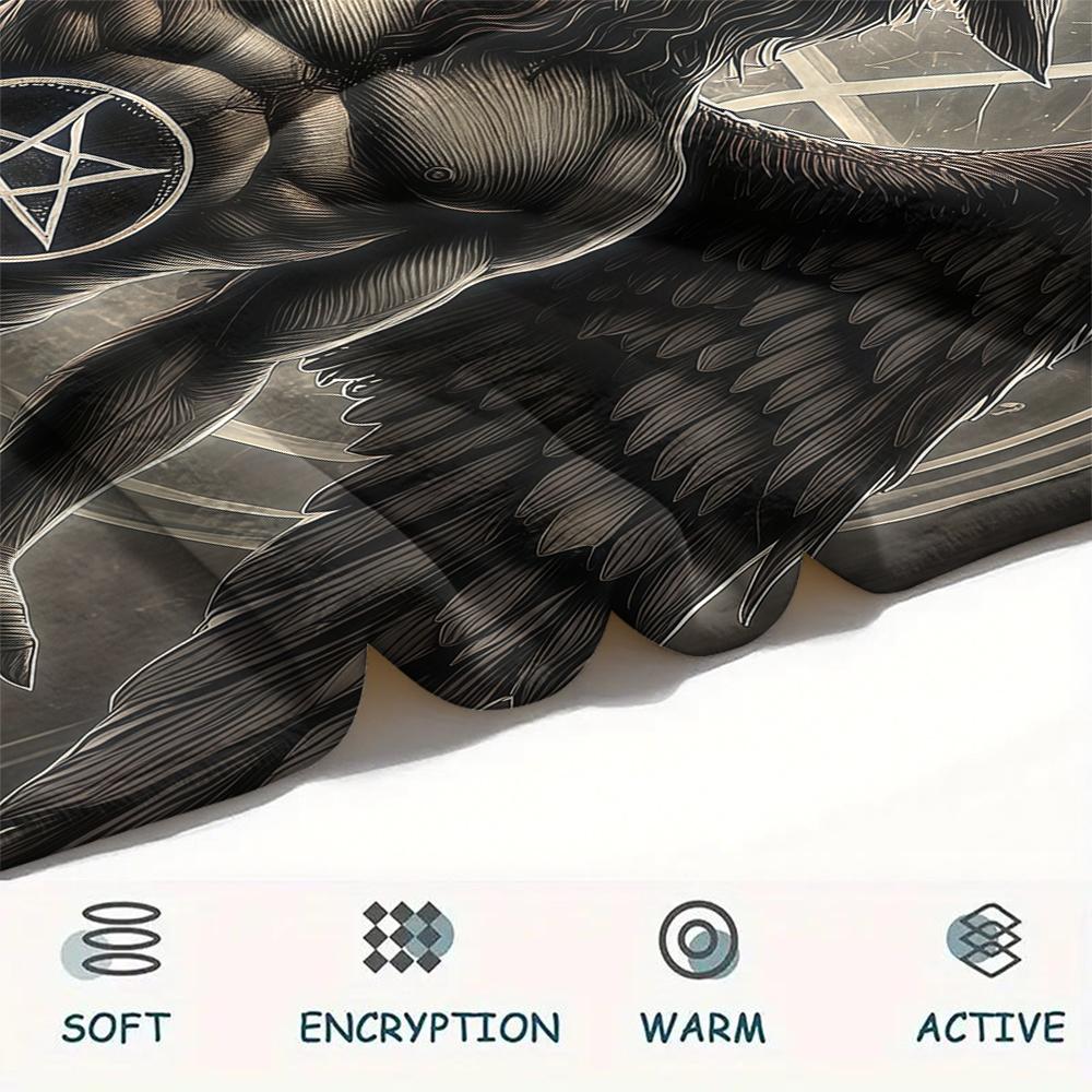 1PC Satan Symbol Print Flannel Blanket, High quality All Seasons, Home Decor, Warmth and Comfort, Perfect for Christmas Gifts