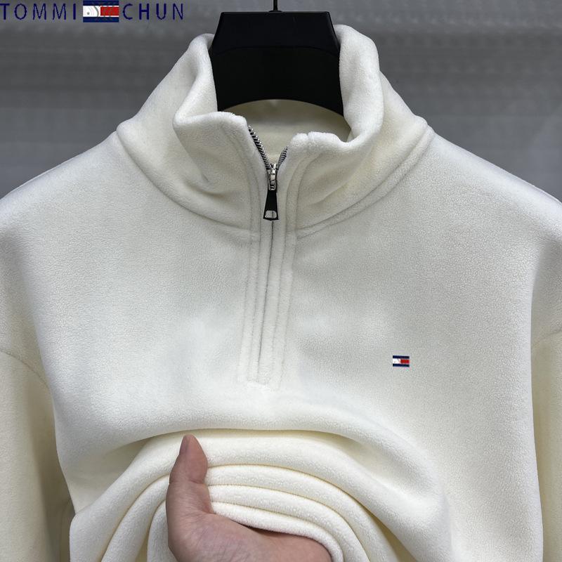 Tommy Herren Polarfleece Reißverschluss Hoodie - Herbst/Winter Sherpa Jacke, Warmer Pullover Basisschicht für mittleres und junges Alter