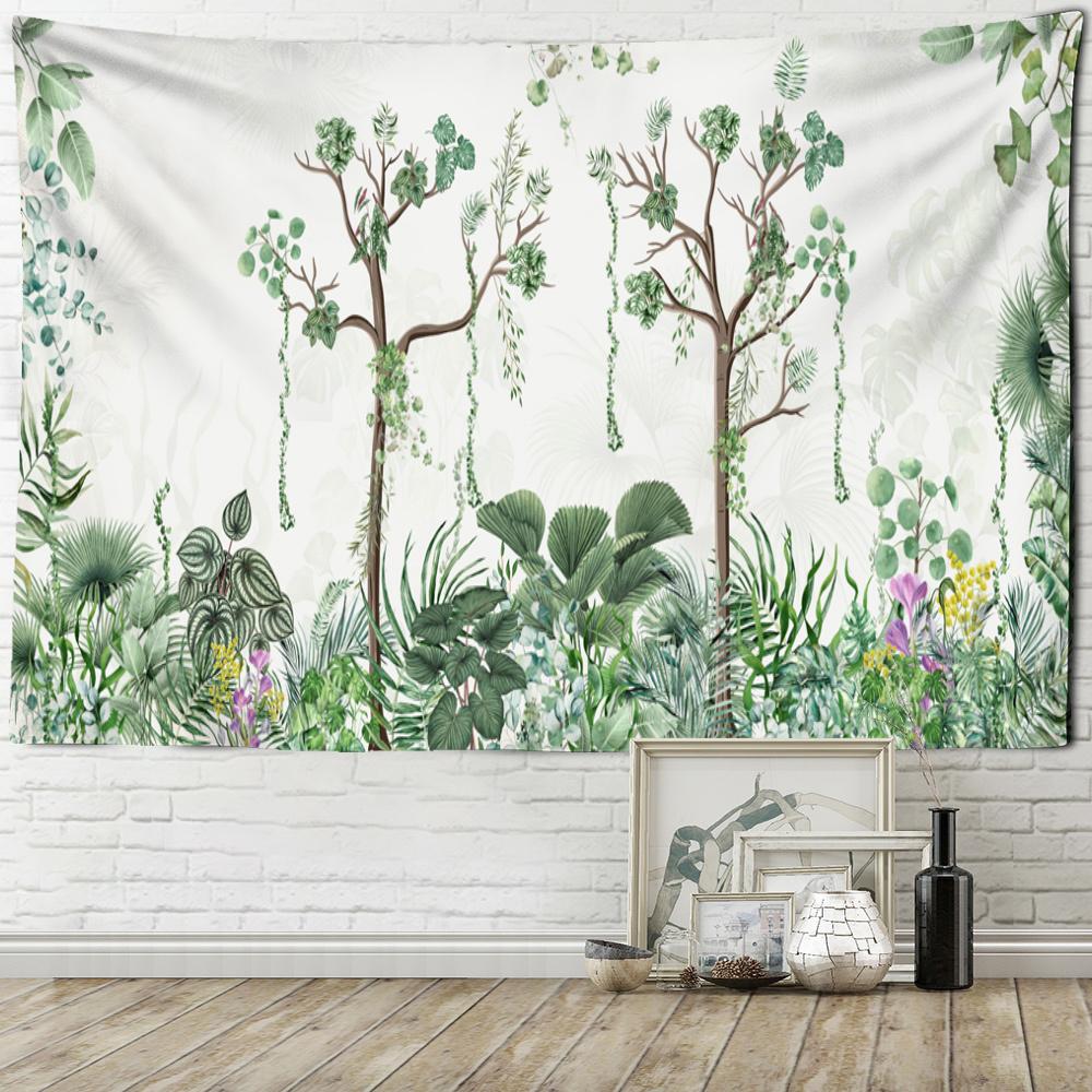 Tropical Plants Tree Tapestry Forest Illustration Wall Hanging Coconut Trees Pattern Tapestry for Bedroom Living Room Home Decor