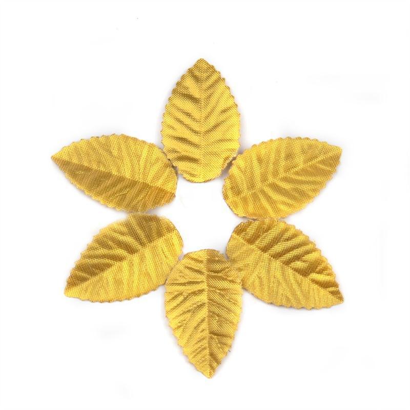 

100 штук искусственных зеленых, золотых и серебряных листьев рождественской елки для венков своими руками Small золотой