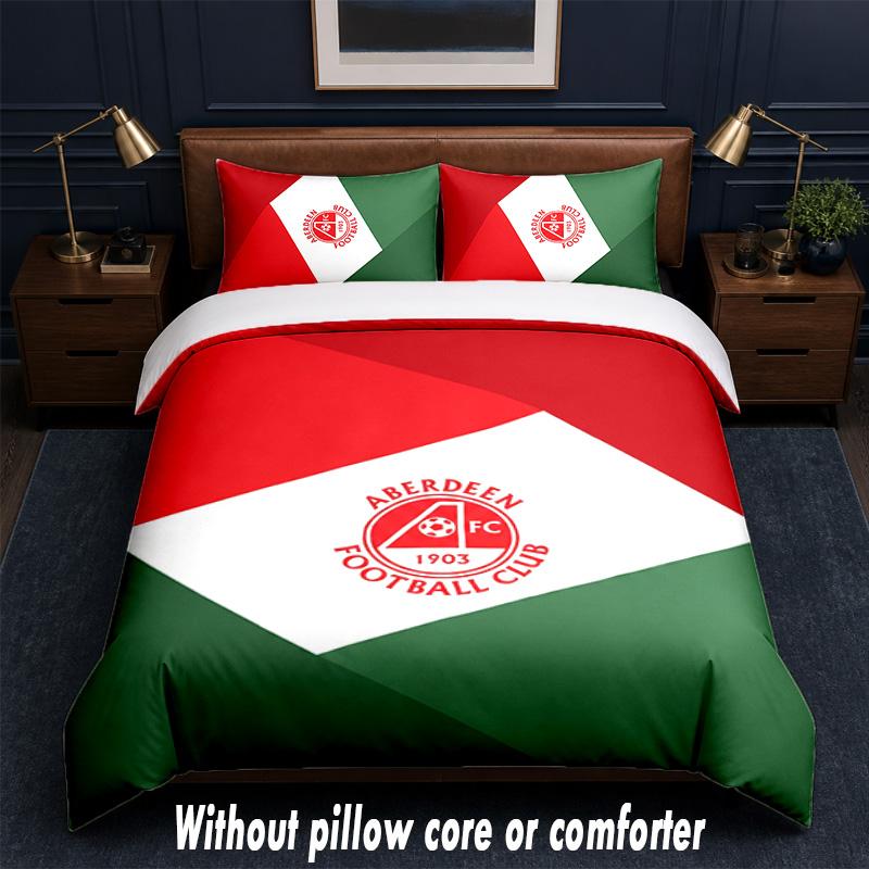 Aberdeen FC Design Bed Bedding Set 1 Duvet Cover + 2 Pillowcases Soft Breathable Household Bed Linens