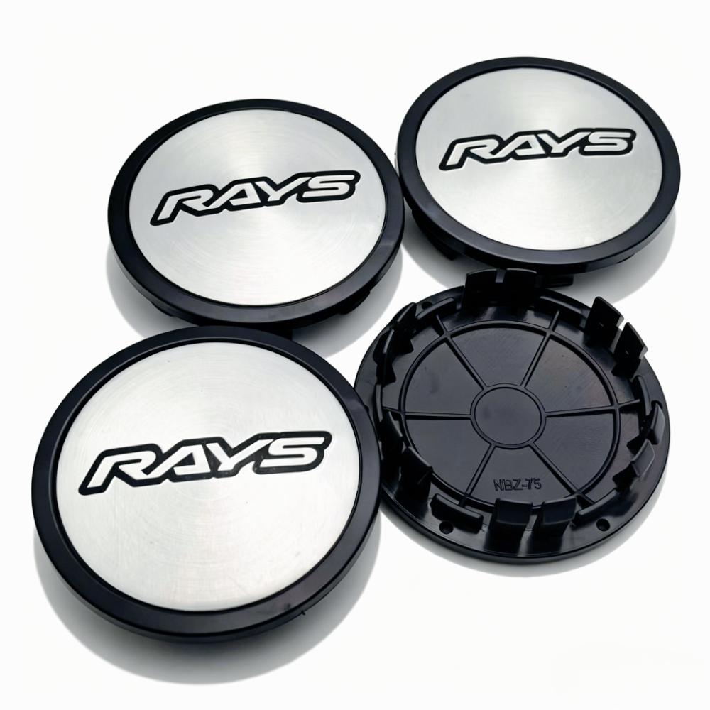 4pcs Rays Logo Emblem Car Wheel Center Caps OD 75MM Clips 65MM Rim Hubcaps Dust Cover Wheels Hub Cap Replacement Car Accessories