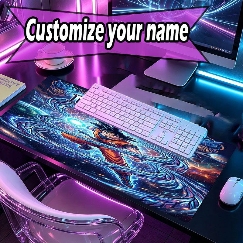 Custom Name Personalized Dragon Ball Z Pattern Mousepad, Laptop PC Desk Mat, Decorative Desk Mat for Home Keyboard Pad Gift