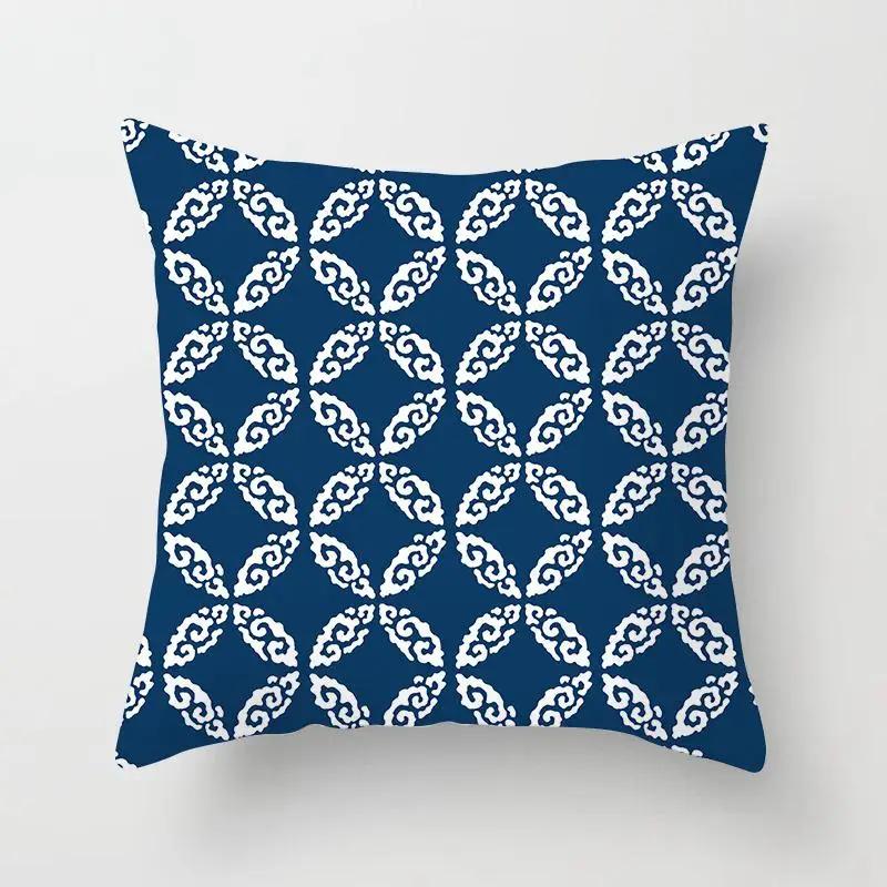 Blue Color Pillow Cover Geometric Print Pillowcase Square Pillow Case  18x18 inches Decorative Pillows For Car/bed /sofa