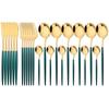 24Pcs Dinnerware Set Stainless Steel Tableware Knife Fork Tea Spoon Cutlery Set Multiple Colour Silverware Kitchen Flatware Set
