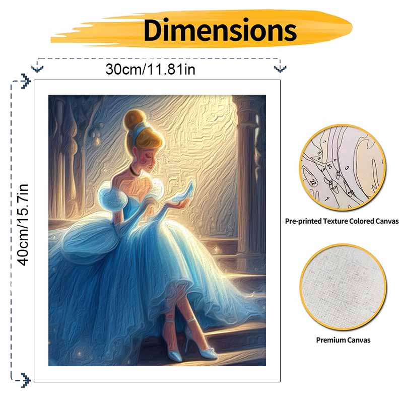 Disney Cinderella Oil Painting Art Painting Kit Handmade Diy Gift Home Decoration Elegant Princess Wall Art Decor Beautiful Glass Slipper