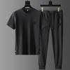 Summer Men Pleated Shirt Pants Two-pieces Set Thin Soft Breathable Tracksuit Casual Sports