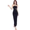 New slit sexy dress low cut high sense slanted shoulder suspender long dress evening dress design sense niche