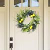 Summer Wreath Artificial Lemon Blueberry for Front Door Rustic Easy To Hang Home Decor